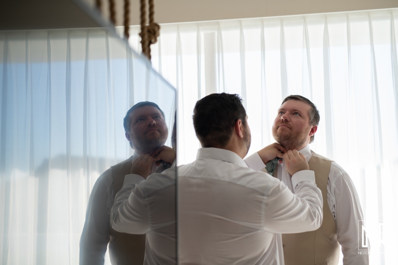 Couple getting ready