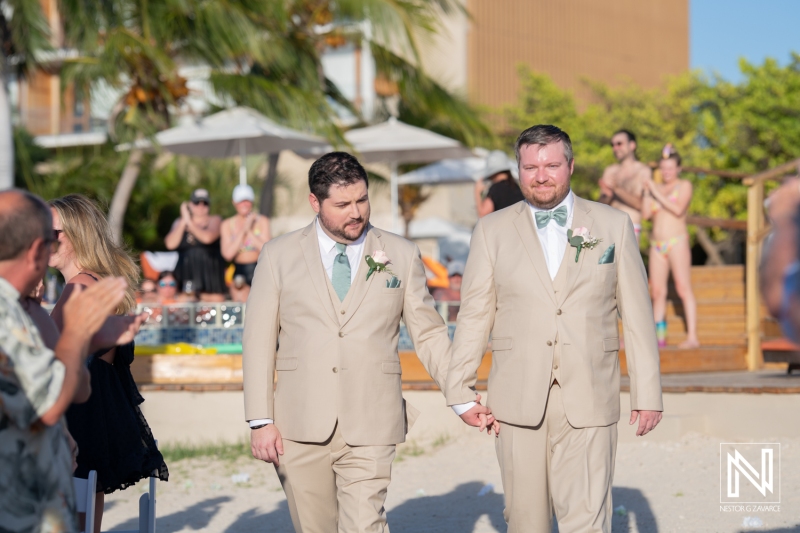 Couple walking down the aisle