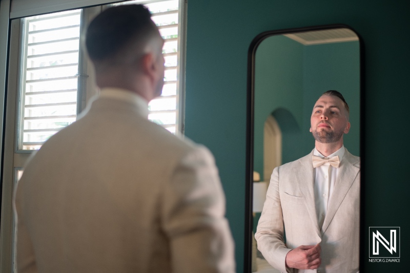 Groom getting ready