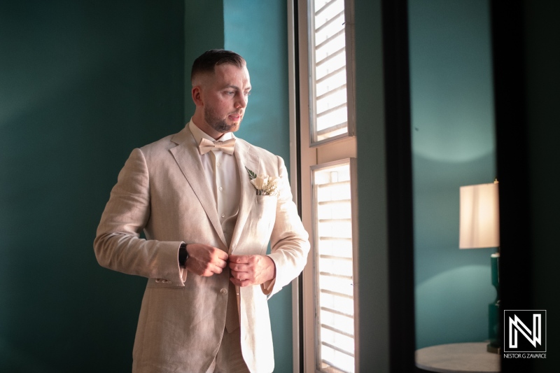 Groom getting ready