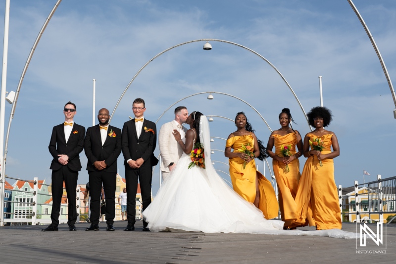 Bride and groom photoshoot session with bridal party