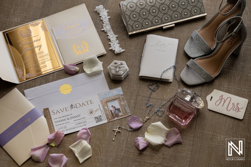 Wedding details at Renaissance Wind Creek Curacao Resort for Sammi and Timmy's special day