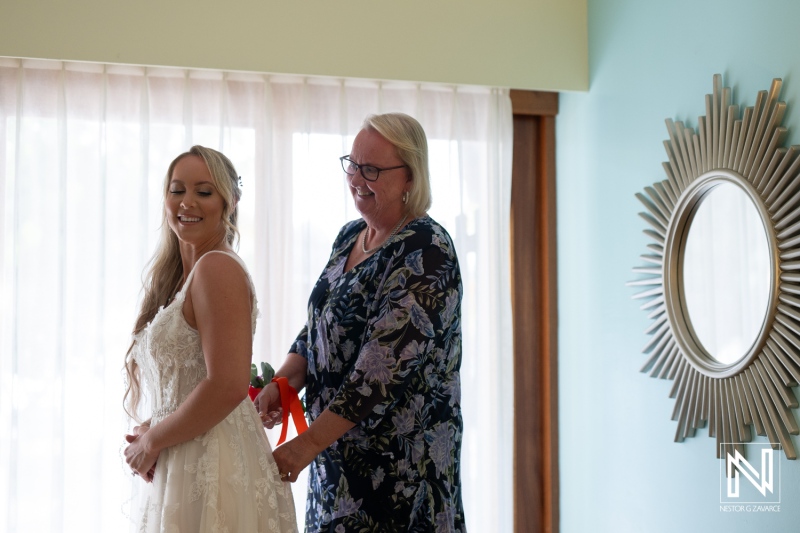 Bridal preparations at Sunscape Curacao Resort on a sunny wedding day