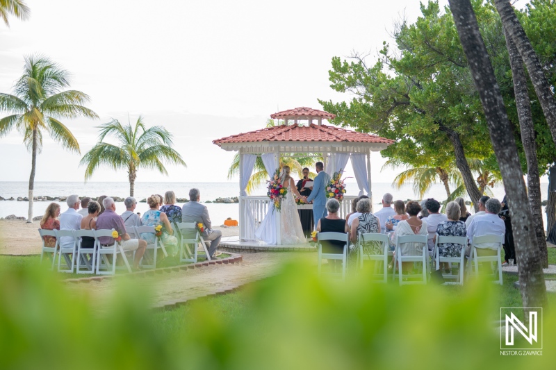 Wedding ceremony celebration at Sunscape Curacao Resort with guests enjoying the beautiful coastal setting