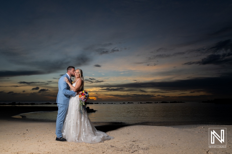 Couple celebrates their wedding under stunning skies at Sunscape Curaçao Resort