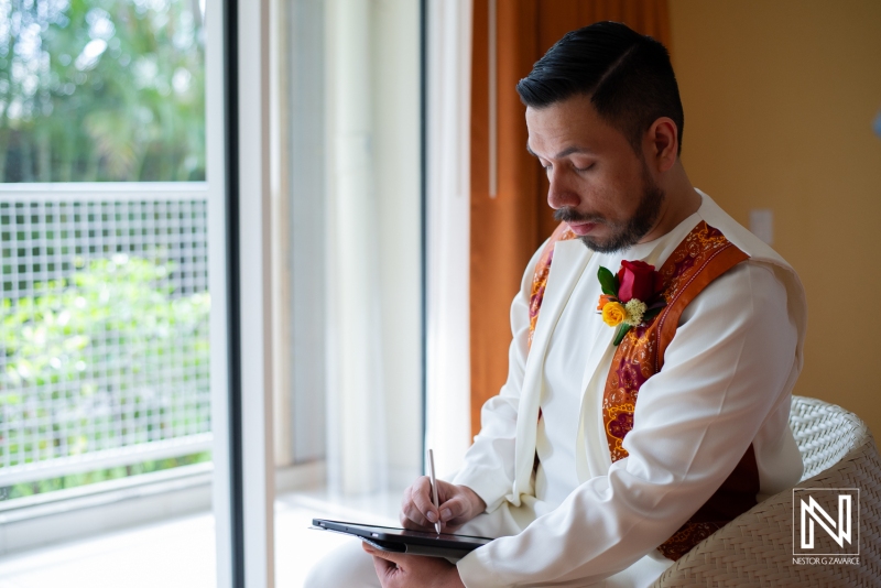 Groom writing the vows