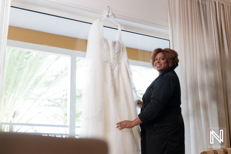 Preparing for a beautiful wedding celebration at Renaissance Wind Creek Curacao Resort during a stunning sunset