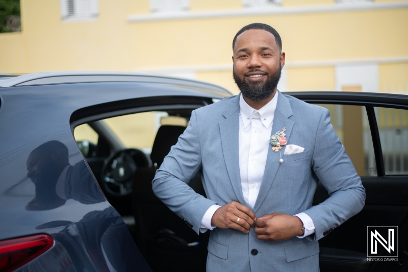 Groom leaving the car