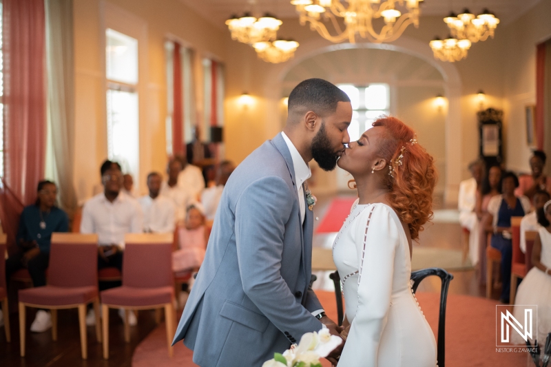 Bride and Groom first kiss