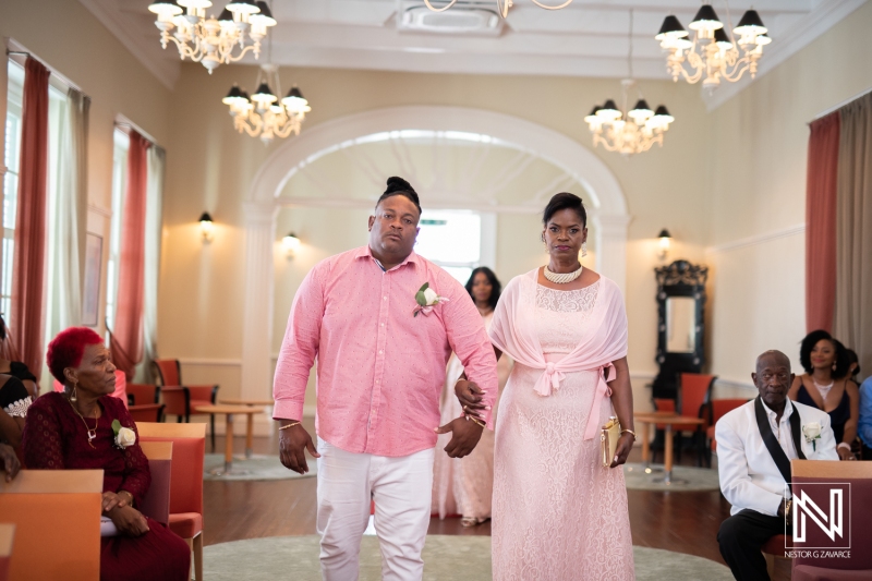 Groom walking down the isle