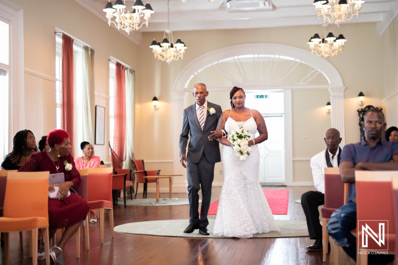 Bride walking down the isle