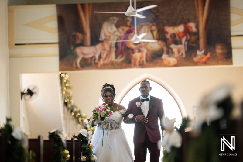 Bride walking down the aisle