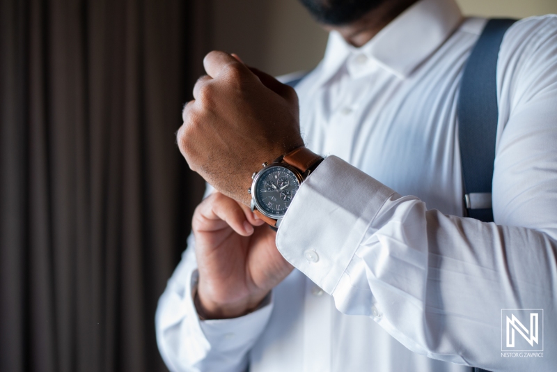 Groom getting ready