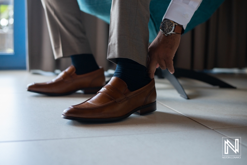 Groom getting ready