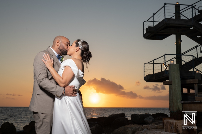 Bride and Groom sunset photoshoot at Avila Beach Hotel