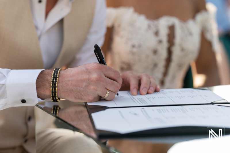 Signing the documents