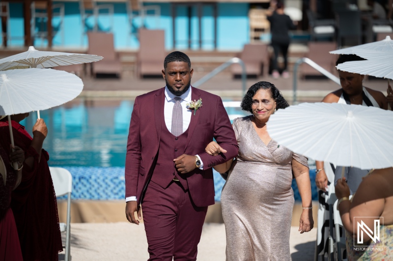 Elegant wedding ceremony at Acoya Curacao Resort with stunning views and joyful moments