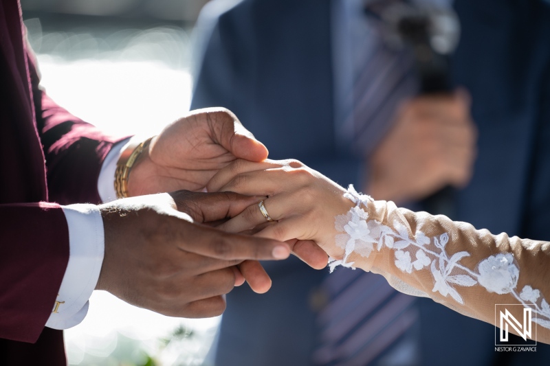Wedding ceremony at Acoya Curacao Resort with breathtaking views and love-filled moments happening in the beautiful setting