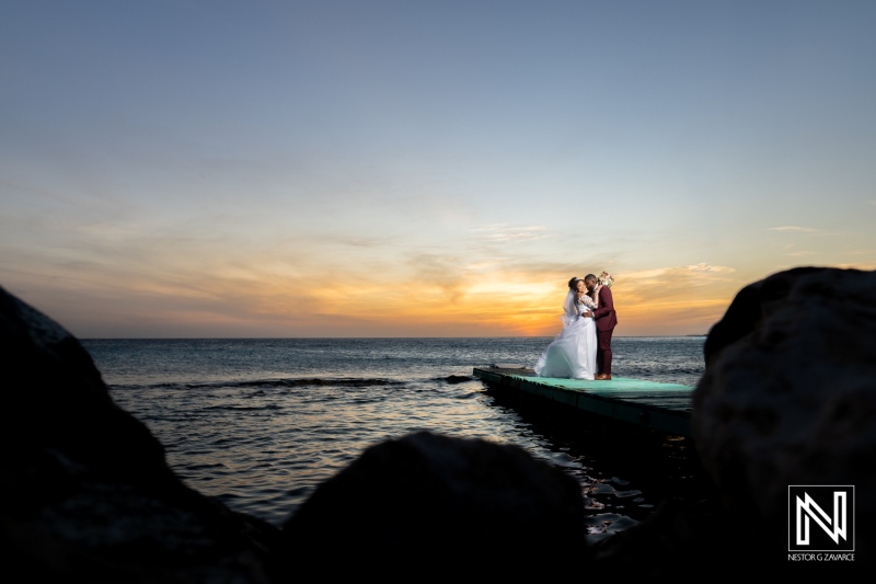 Beautiful wedding celebration at Acoya Curacao Resort with sunset backdrop and elegant coastal scenery