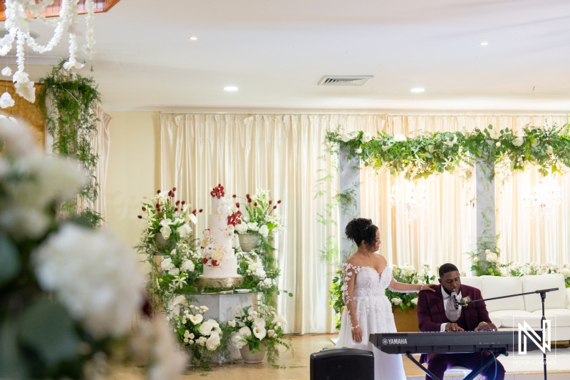 Live music performance during a beautiful wedding reception at Marjorie's Party Palace in Curacao