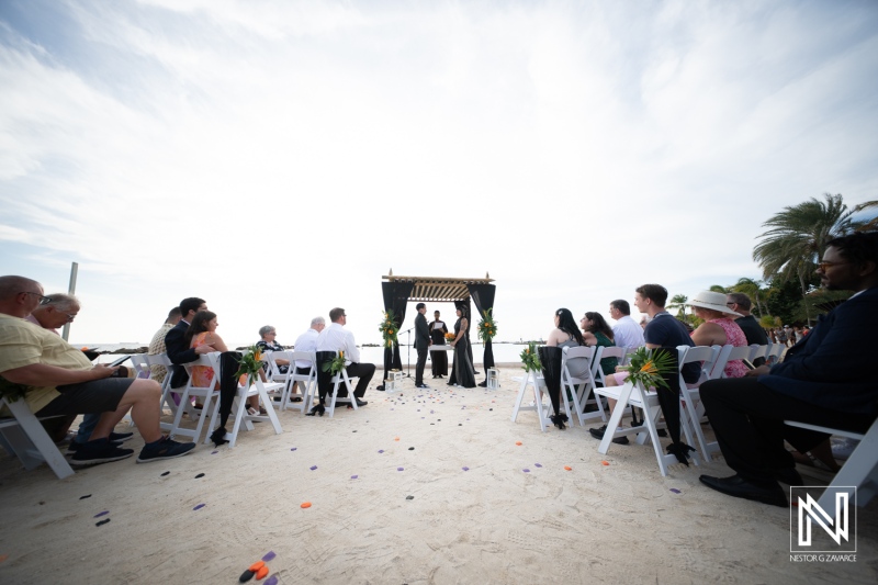 Wedding ceremony at Sunscape Curacao Resort during Halloween celebration by the beach