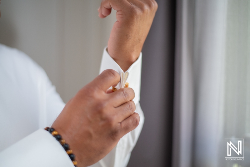 Groom getting ready