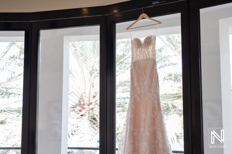 Bridal dress on the window