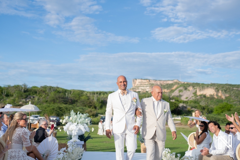 groom's entrance at golf course wedding
