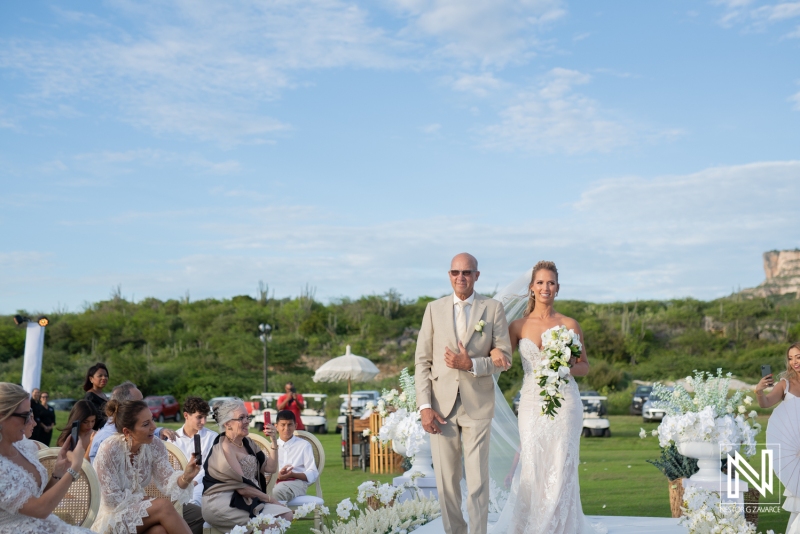 bride's entrance at golf course wedding