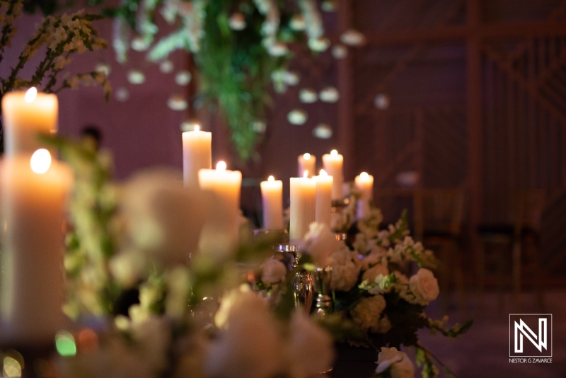 luxury wedding party decor with candles