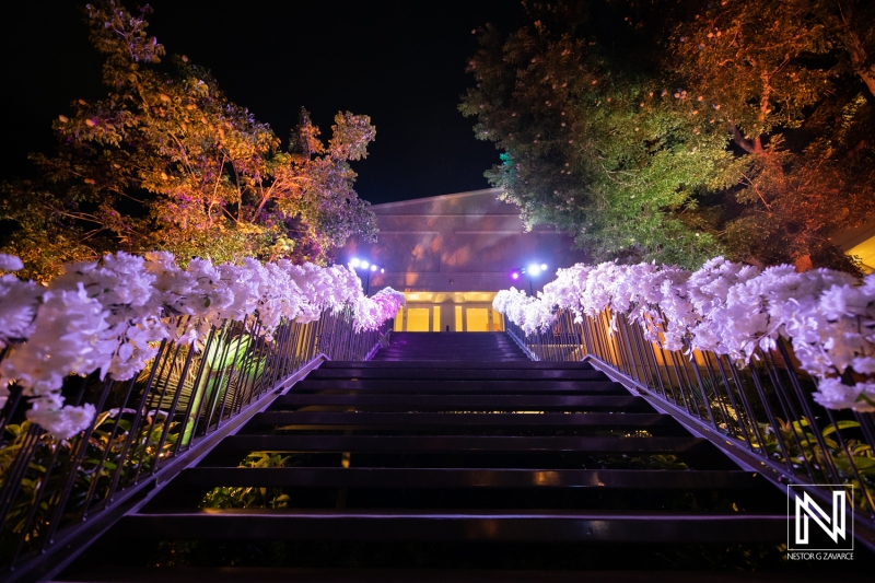 luxury wedding party decor with flowers