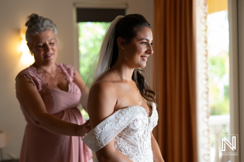 A Mother Helping Her Daughter With Wedding Preparations in a Bright and Elegant Room During the Afternoon