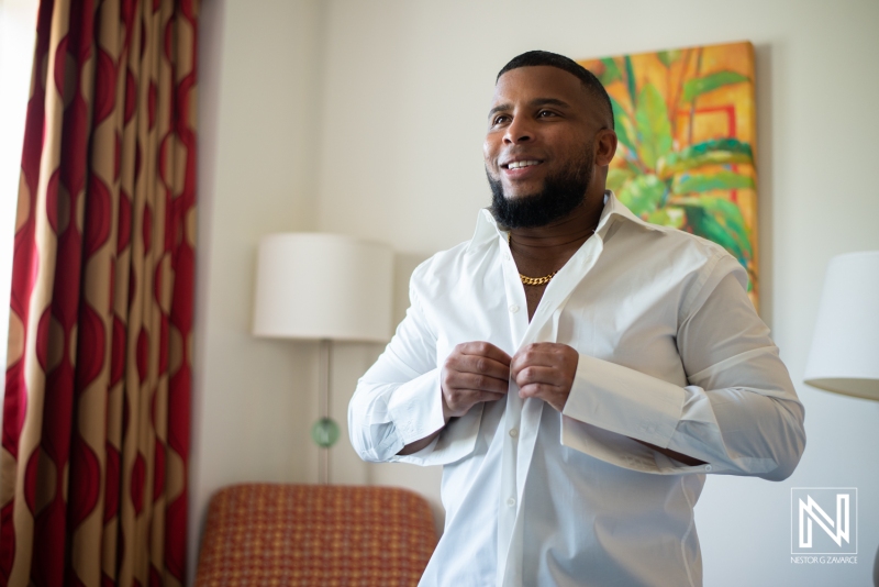 Groom getting ready