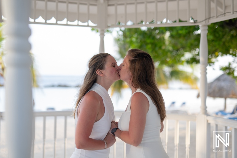 Captivating LGBT wedding celebration at sunset in Willemstad, Curacao