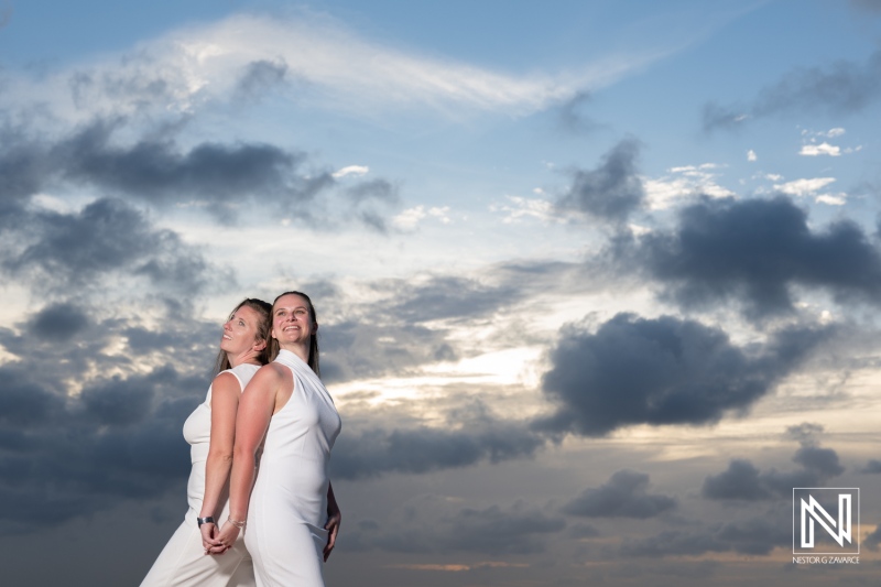 Celebrating love during a beautiful sunset at Willemstad, Curacao with a stunning LGBT wedding photoshoot