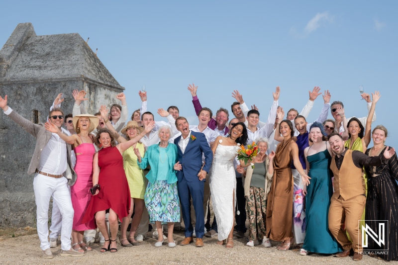 Celebration of love at Fort Beekenburg with family and friends in Curacao during a picturesque wedding ceremony