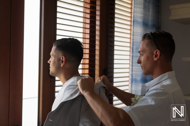 Groom getting ready