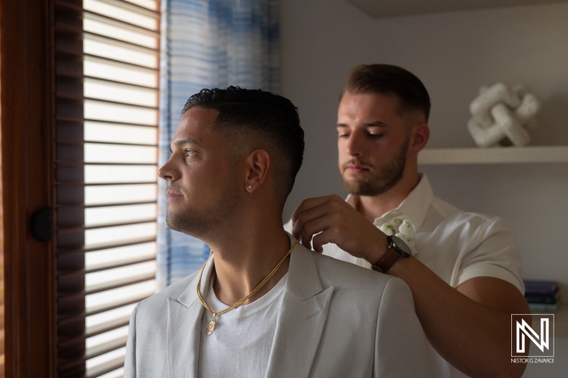 Groom getting ready