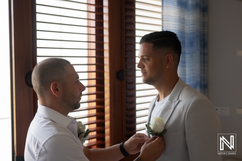 Groom getting ready
