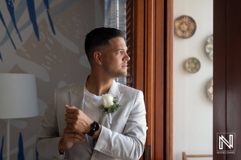 Groom getting ready
