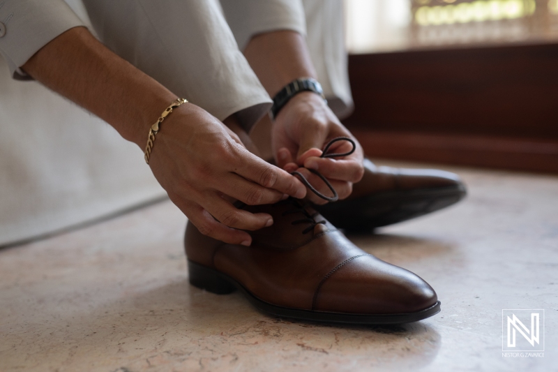 Groom getting ready
