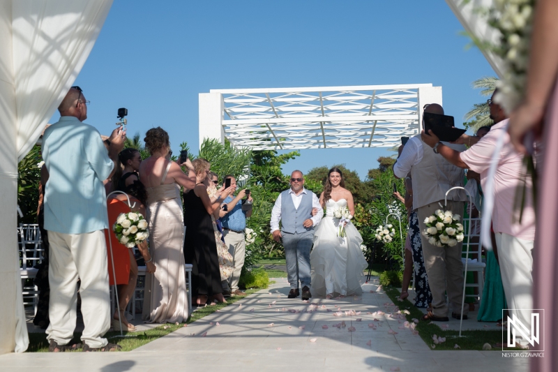 Bride walking down the aisle