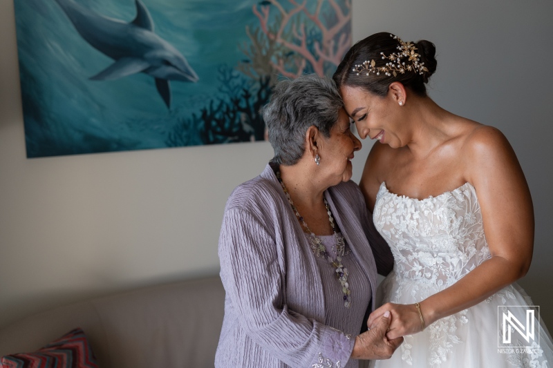 Celebrating a special moment between a bride and her grandmother in Curacao before a wedding ceremony