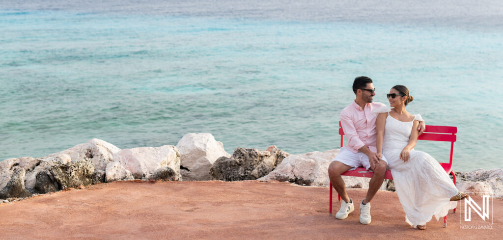 Romantic wedding proposal at Karakter in Curacao