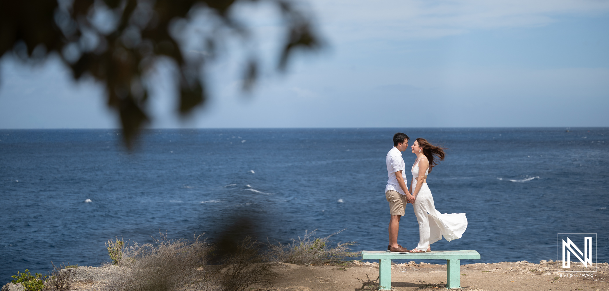 Wedding proposal at Director's Bay in Curacao